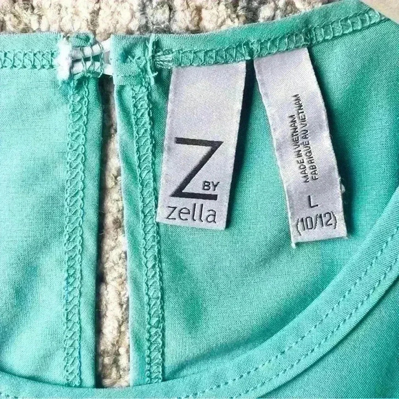 Z by Zella Girl Sleeveless Ruffle Waist Romper in Teal Lagoon Size Large 10/12 - Picture 7 of 9